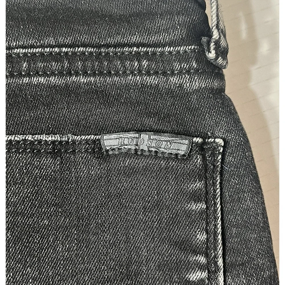 Hudson Jeans Women's 30 Black Krista‎ Super Skinny Raw Wash Biker Grunge Rock